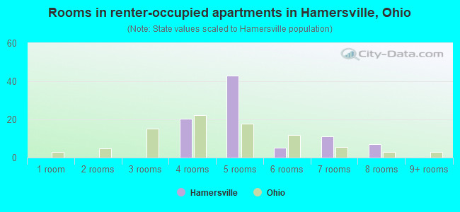 Rooms in renter-occupied apartments in Hamersville, Ohio