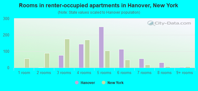 Rooms in renter-occupied apartments in Hanover, New York