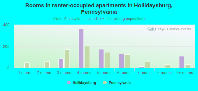 Rooms in renter-occupied apartments in Hollidaysburg, Pennsylvania