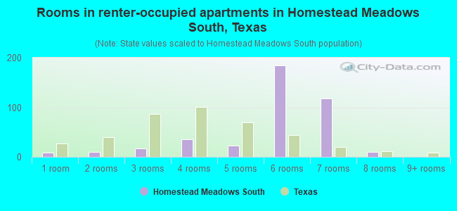 Rooms in renter-occupied apartments in Homestead Meadows South, Texas