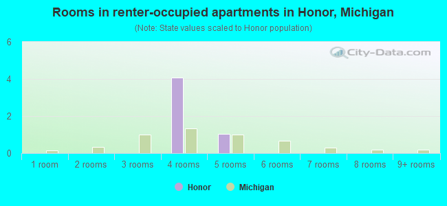 Rooms in renter-occupied apartments in Honor, Michigan