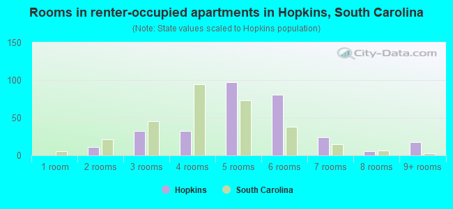Rooms in renter-occupied apartments in Hopkins, South Carolina
