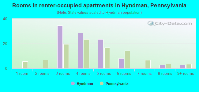 Rooms in renter-occupied apartments in Hyndman, Pennsylvania