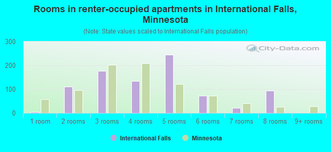 Rooms in renter-occupied apartments in International Falls, Minnesota
