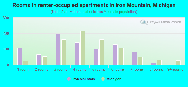 Rooms in renter-occupied apartments in Iron Mountain, Michigan