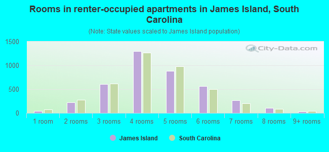 Rooms in renter-occupied apartments in James Island, South Carolina