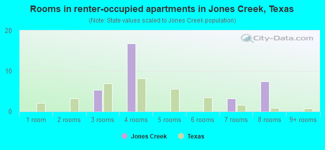 Rooms in renter-occupied apartments in Jones Creek, Texas