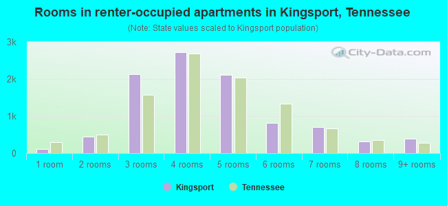 Rooms in renter-occupied apartments in Kingsport, Tennessee