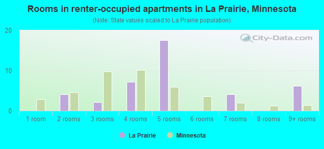 Rooms in renter-occupied apartments in La Prairie, Minnesota