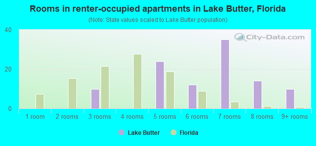 Rooms in renter-occupied apartments in Lake Butter, Florida