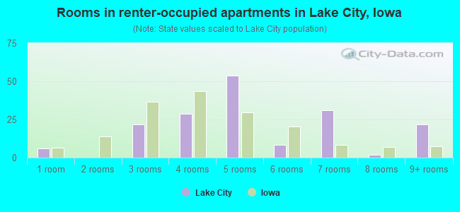 Rooms in renter-occupied apartments in Lake City, Iowa