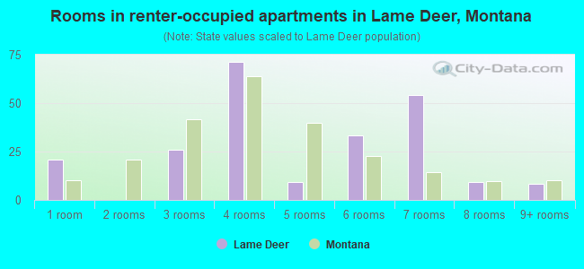 Rooms in renter-occupied apartments in Lame Deer, Montana