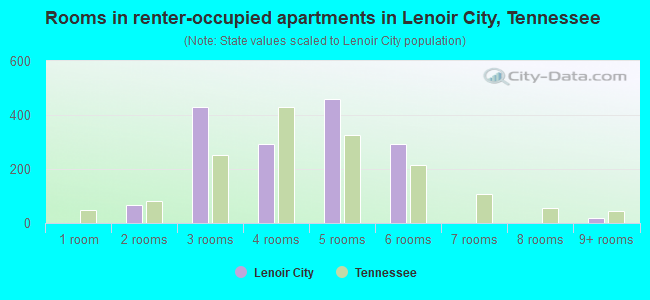 Rooms in renter-occupied apartments in Lenoir City, Tennessee