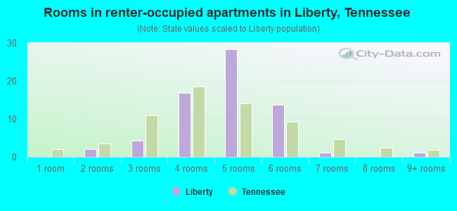 Rooms in renter-occupied apartments in Liberty, Tennessee