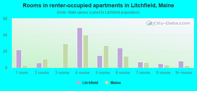 Rooms in renter-occupied apartments in Litchfield, Maine