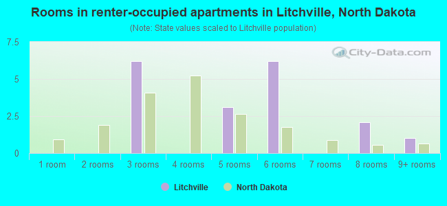 Rooms in renter-occupied apartments in Litchville, North Dakota