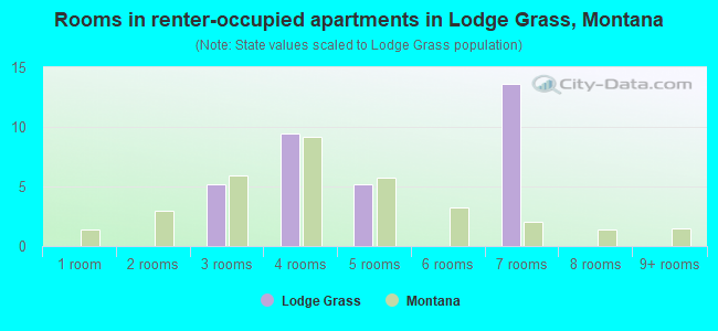 Rooms in renter-occupied apartments in Lodge Grass, Montana