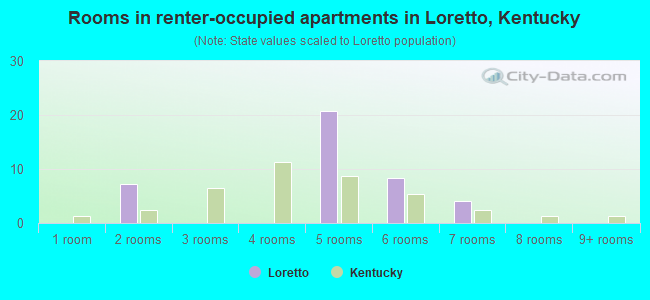 Rooms in renter-occupied apartments in Loretto, Kentucky