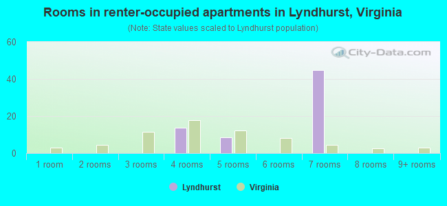 Rooms in renter-occupied apartments in Lyndhurst, Virginia