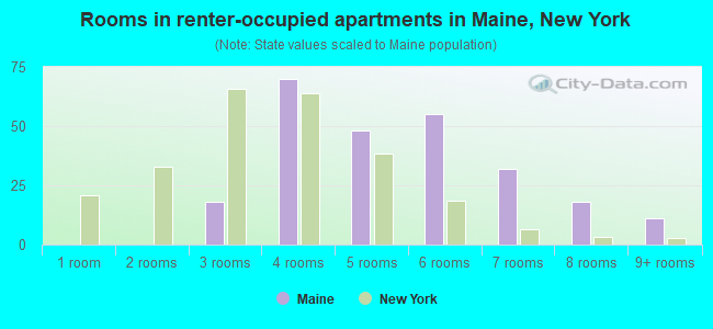 Rooms in renter-occupied apartments in Maine, New York