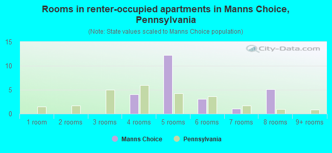 Rooms in renter-occupied apartments in Manns Choice, Pennsylvania