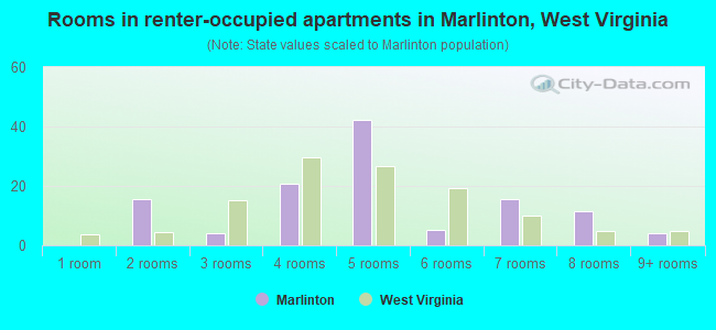 Rooms in renter-occupied apartments in Marlinton, West Virginia
