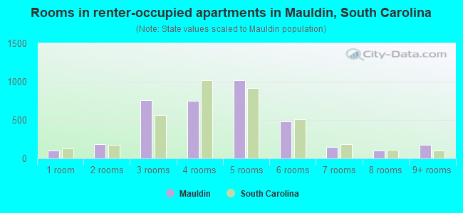 Rooms in renter-occupied apartments in Mauldin, South Carolina