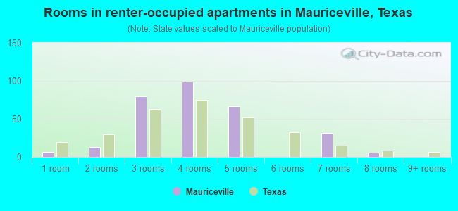 Rooms in renter-occupied apartments in Mauriceville, Texas
