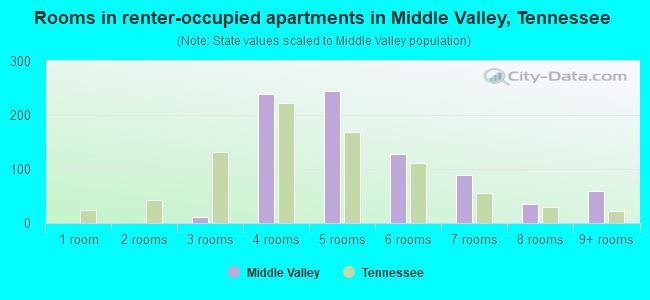 Rooms in renter-occupied apartments in Middle Valley, Tennessee