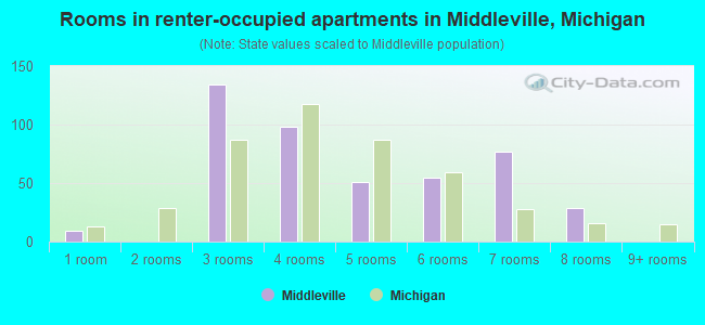 Rooms in renter-occupied apartments in Middleville, Michigan