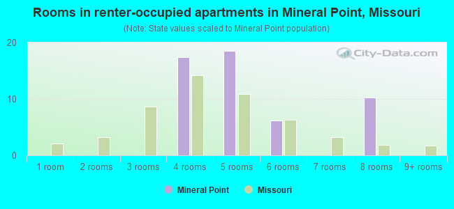 Rooms in renter-occupied apartments in Mineral Point, Missouri