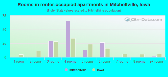 Rooms in renter-occupied apartments in Mitchellville, Iowa