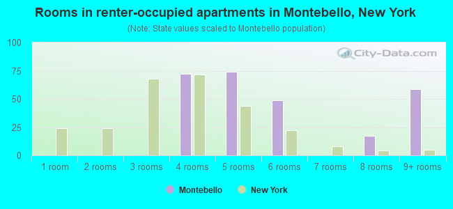 Rooms in renter-occupied apartments in Montebello, New York