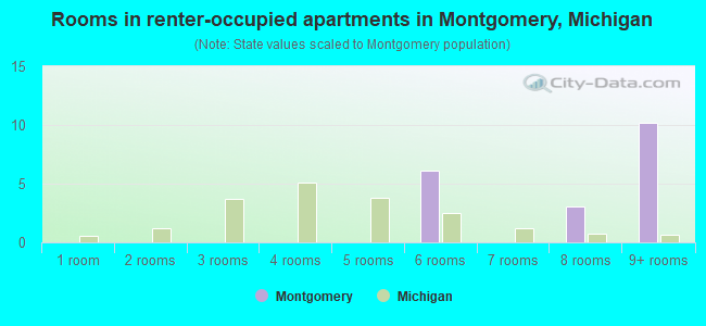 Rooms in renter-occupied apartments in Montgomery, Michigan