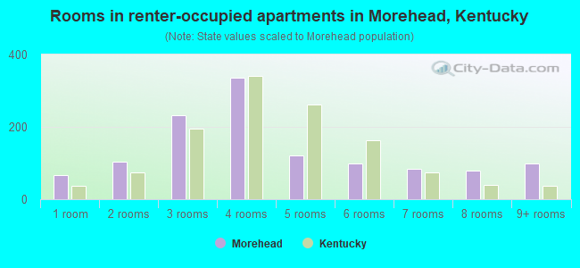 Rooms in renter-occupied apartments in Morehead, Kentucky