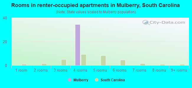 Rooms in renter-occupied apartments in Mulberry, South Carolina
