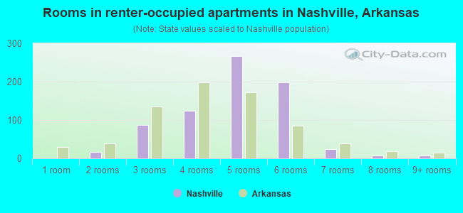 Rooms in renter-occupied apartments in Nashville, Arkansas