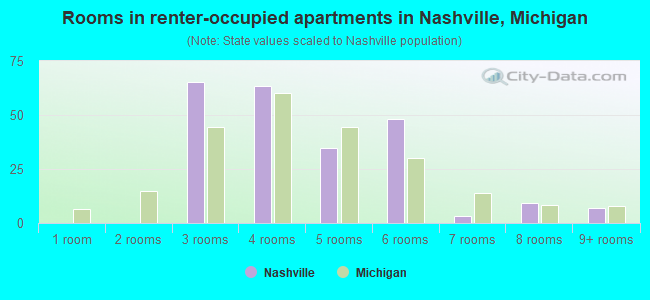 Rooms in renter-occupied apartments in Nashville, Michigan