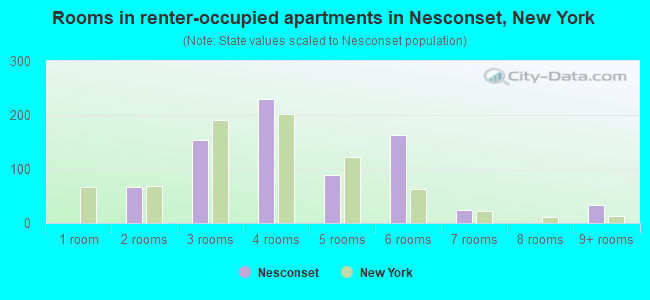 Rooms in renter-occupied apartments in Nesconset, New York