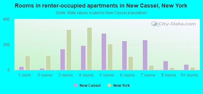 Rooms in renter-occupied apartments in New Cassel, New York