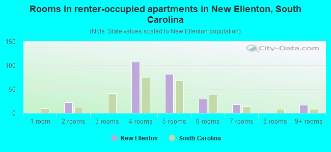 Rooms in renter-occupied apartments in New Ellenton, South Carolina
