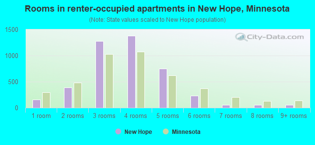 Rooms in renter-occupied apartments in New Hope, Minnesota