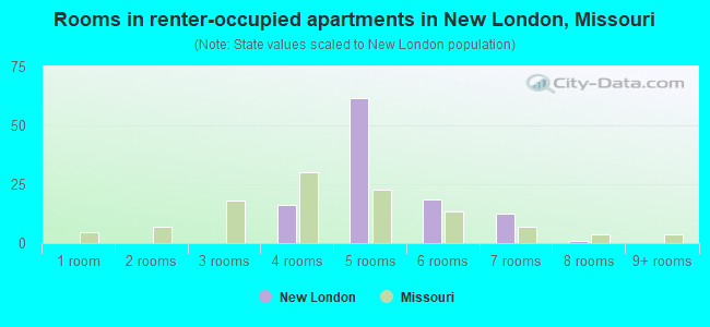 Rooms in renter-occupied apartments in New London, Missouri