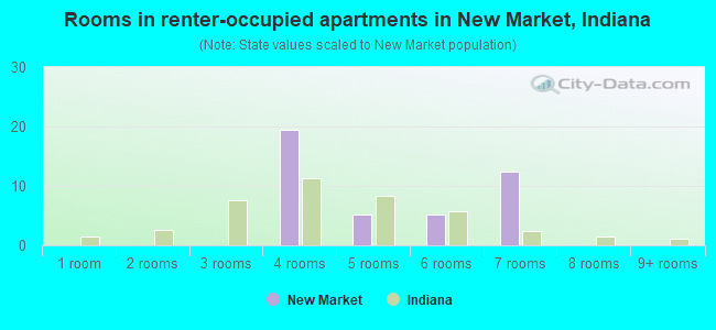 Rooms in renter-occupied apartments in New Market, Indiana