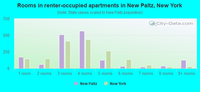 Rooms in renter-occupied apartments in New Paltz, New York
