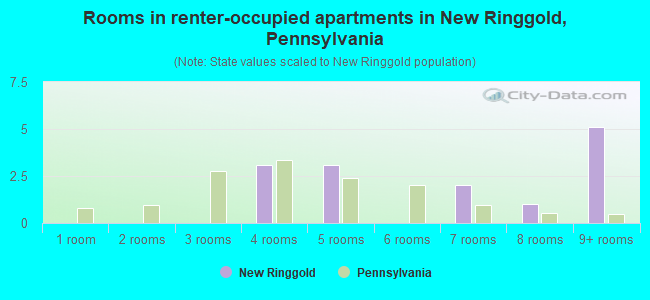 Rooms in renter-occupied apartments in New Ringgold, Pennsylvania