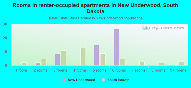 Rooms in renter-occupied apartments in New Underwood, South Dakota