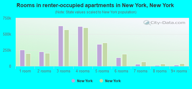 Rooms in renter-occupied apartments in New York, New York