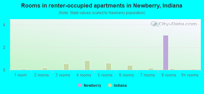 Rooms in renter-occupied apartments in Newberry, Indiana