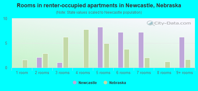 Rooms in renter-occupied apartments in Newcastle, Nebraska